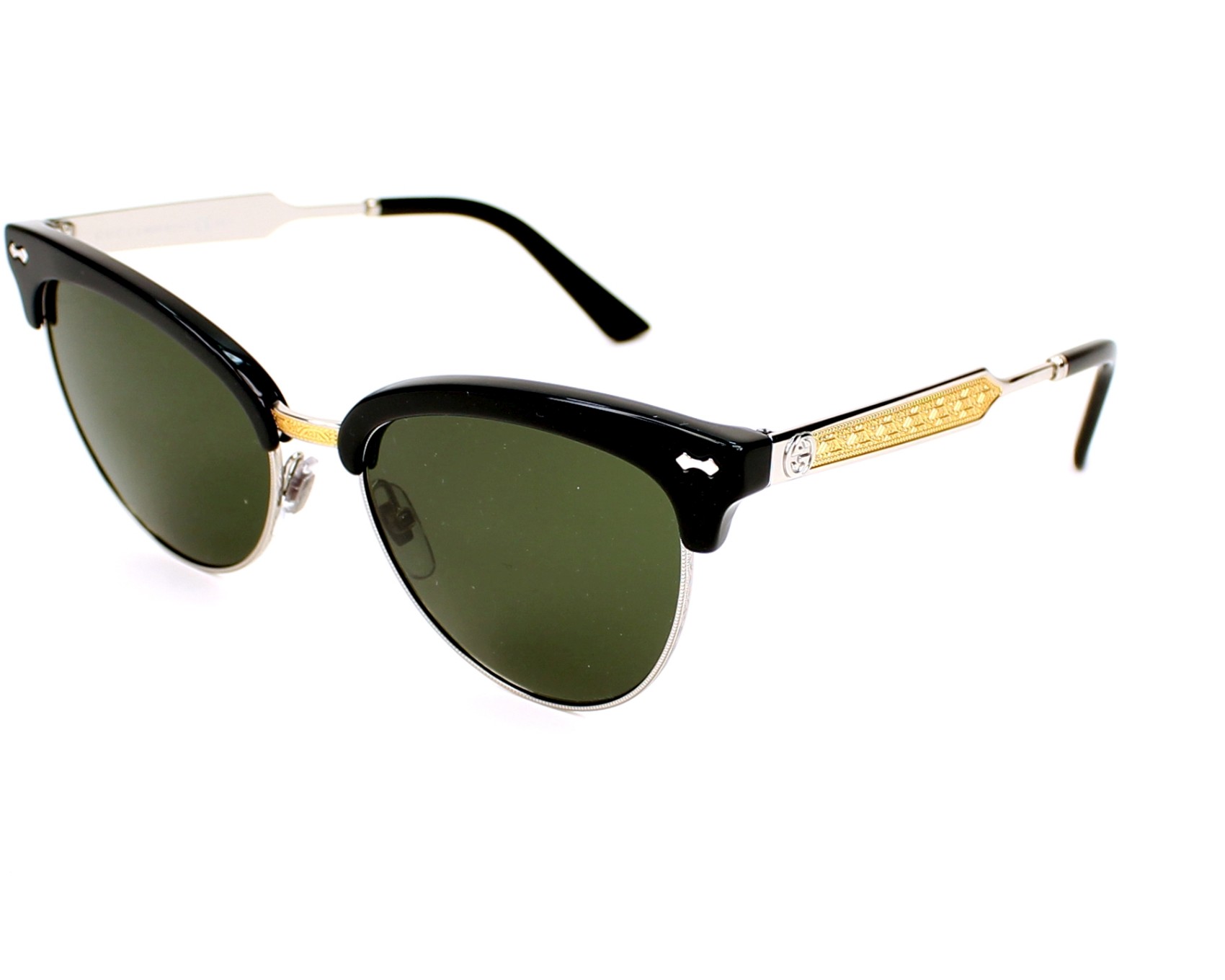 Gucci Womens Damascato Cat Eye Sunglasses Black Gold Half Rim GG4283/S 55-18-140 Gucci Sunglasses GG-4283-S R40/N6 main image 2