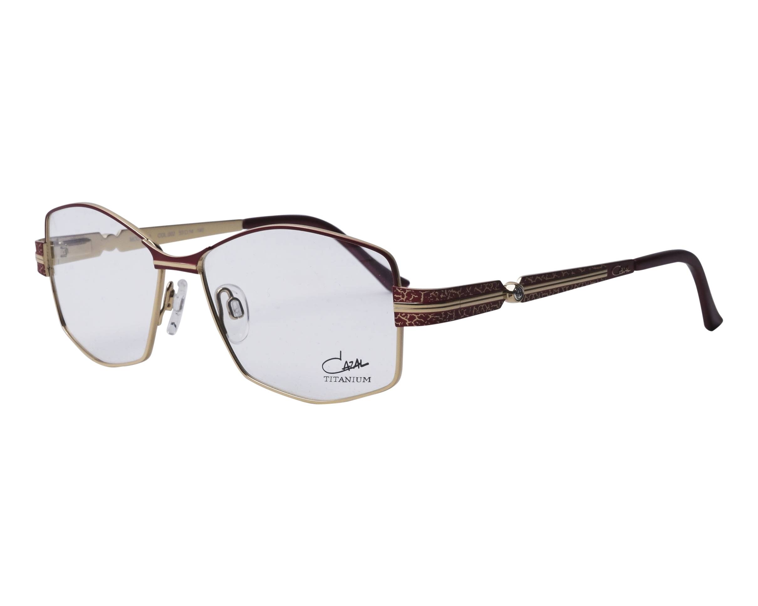 Monture De Lunettes Femme Cazal Demi-monture Titane - Design Rectangulaire Doré/noir Vintage ?