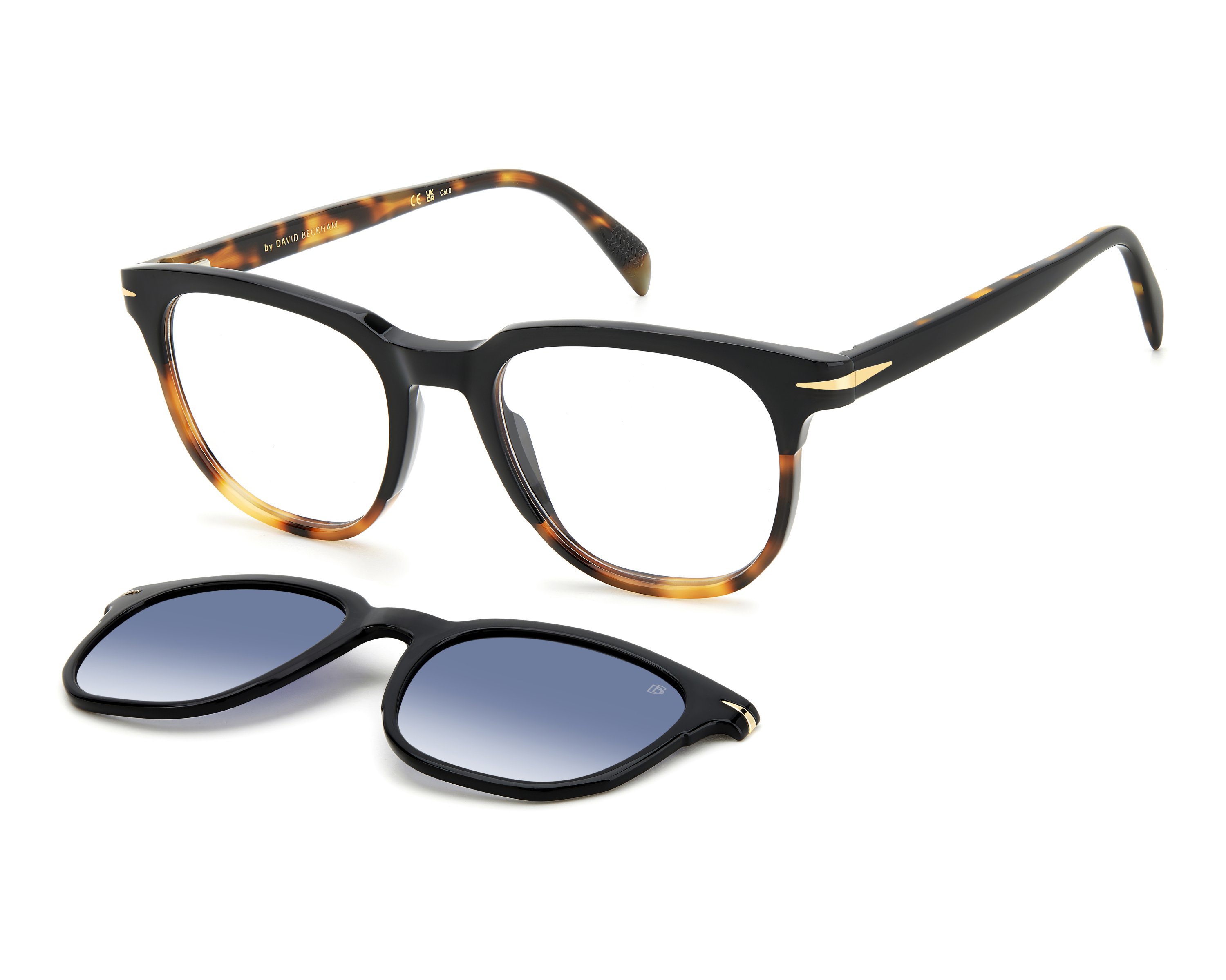 David Beckham DB-7120-CS WR7/Z7 51-20 Noir Blanc vue de profil