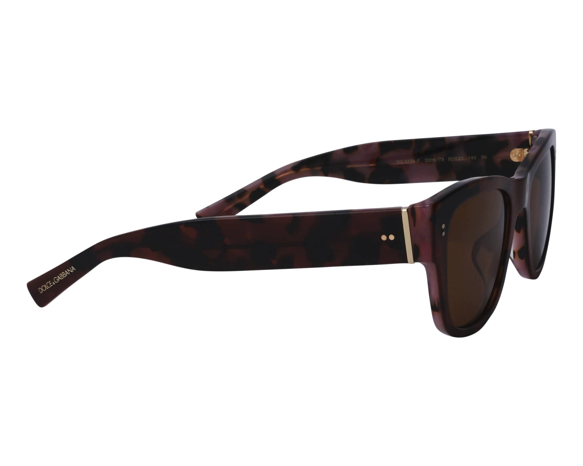 Dolce & Gabbana DG4338-F 3309/73 52-20 Marron Rose vue de c&ocirc;t&eacute;