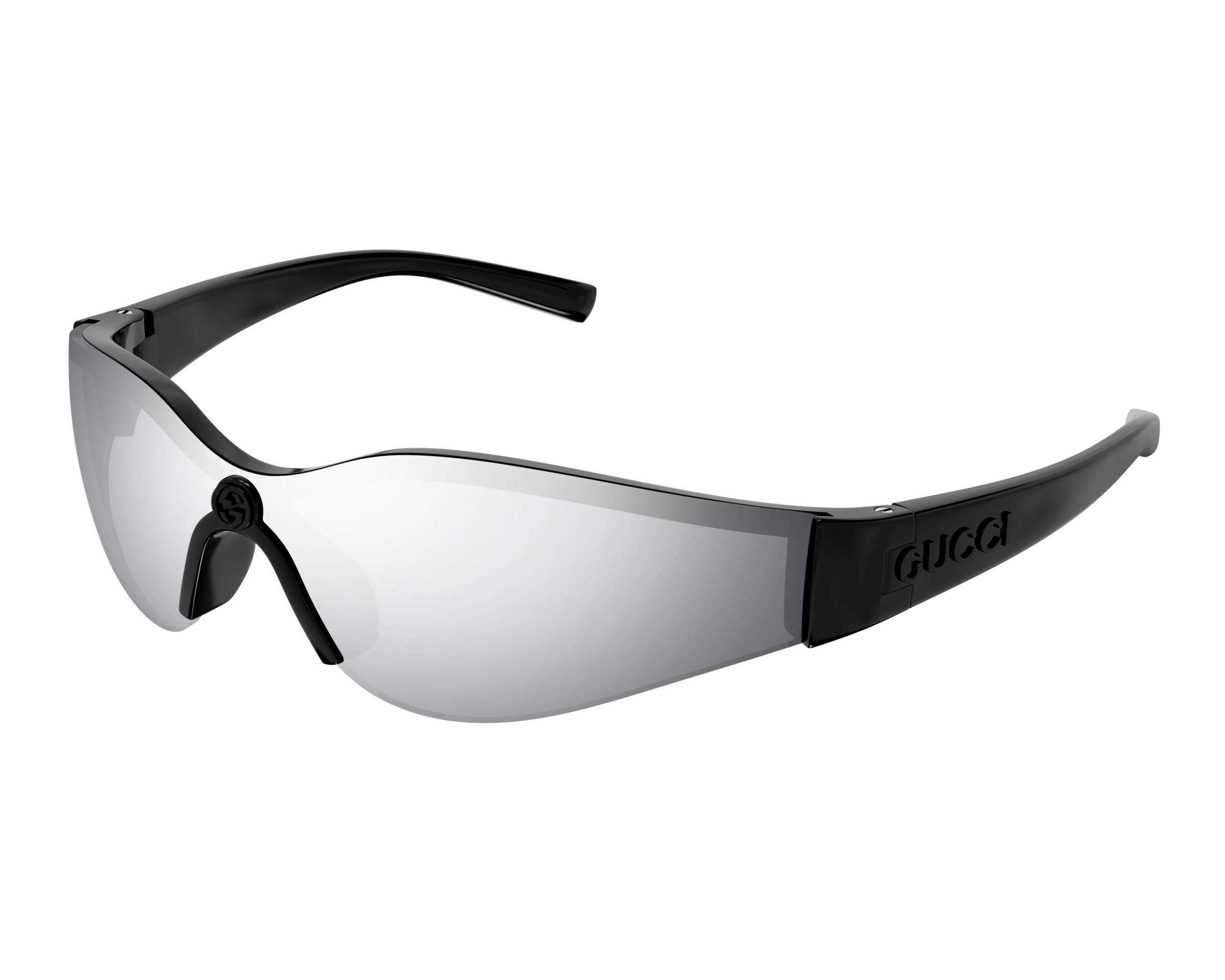 Gucci Black Sunglasses with Mirror Lenses New GUCCI GG1621S 001 Shiny Black/Gradient Grey Silver  main image 4