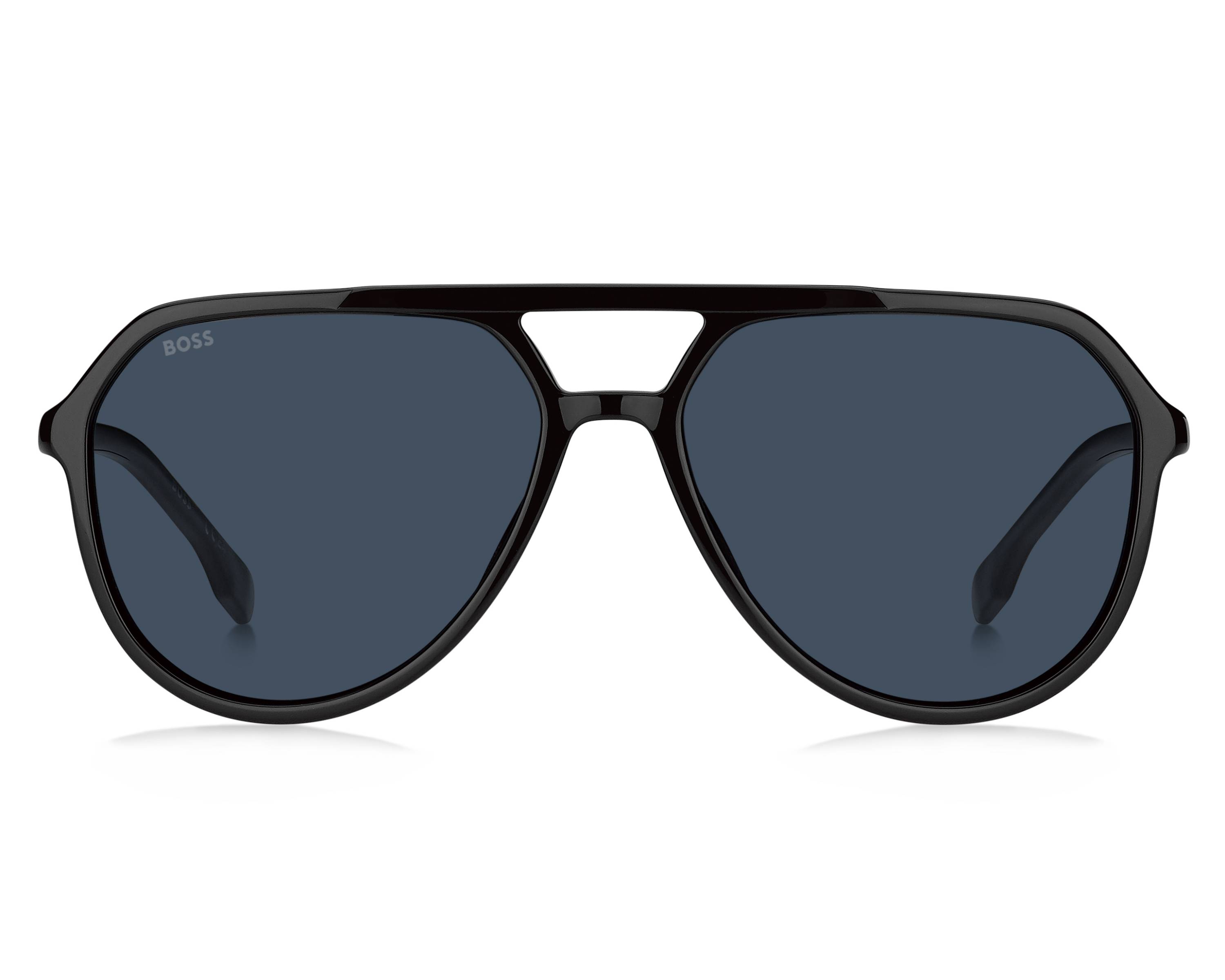Lunettes De Soleil Hugo Boss BOSS 1379/S - Monture Noire Mat - Verres Bleus - Neuf