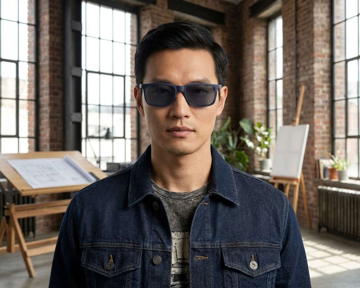 Hugo Boss HG-1329-G-CS2 9N7/99 55-17 Bleu Noir vue 360 degr&eacute;s 9