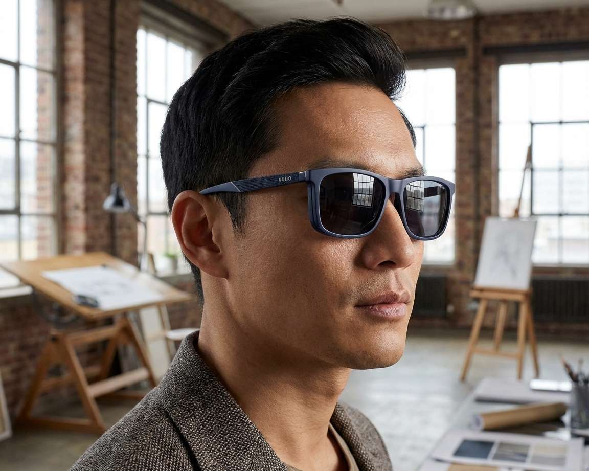 Hugo Boss HG-1329-G-CS2 9N7/99 55-17 Bleu Noir vue 360 degr&eacute;s 10