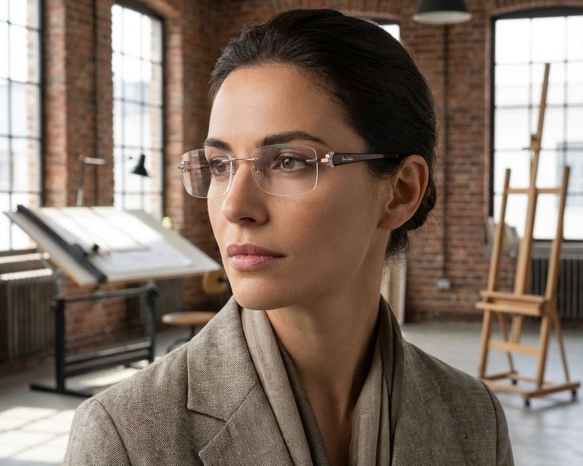 Pierre Cardin PC8778 7ZK 54-17 Argent Marron vue de face