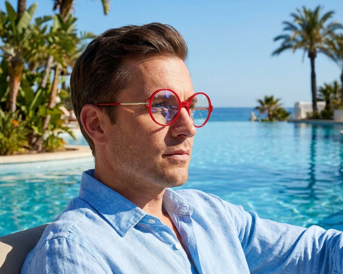 Lunettes De Vue Boston Club Trevor - Monture Ronde Rouge & Dorée - 46mm - Fabriqué Au Japon - Neuf Avec Étiquettes
